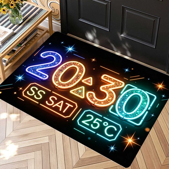 1PC Fusion Symbol Evening Time Saturday Thermal Printed Soft Fluffy Absorbent Bath Mat, Non Slip Bath Rug Machine Washable Mat,Decor Kitchen Rug for Family Front Entryway,Halloween Decor Gift