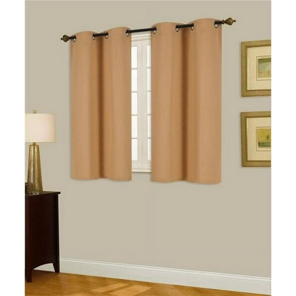 1PC GHL30 GOLD Versatil Grommet Thermal Blackout Window Tier Short Curtain Unlined Panel 28"x36"
