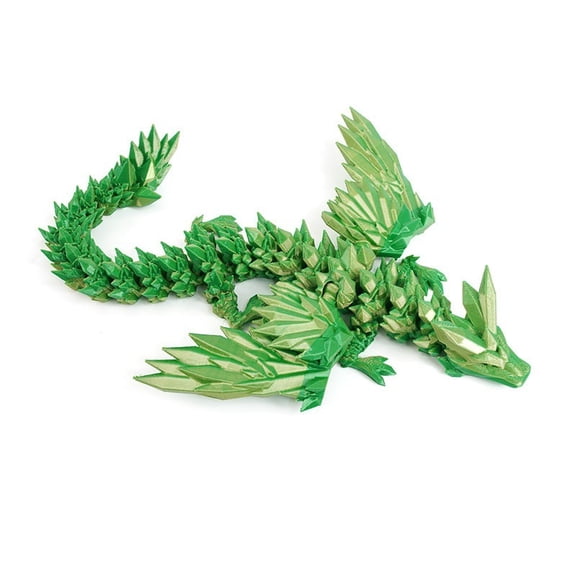 1PC GREEN 14cm 3D Printed Dragon Figurine, Flying Crystal Dragon, Dragon Egg Gift, Chinese Dragon Figure