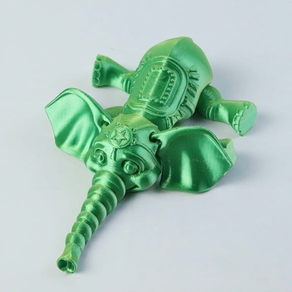 1PC GREEN 16CM 3D printed elephant animal, African elephant jointed movable figure
