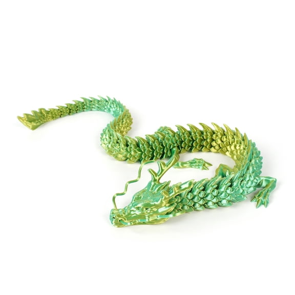 1PC GREEN GOLD 45CM 3D Printed Articulated Dragon Figure, Chinese Dragon
