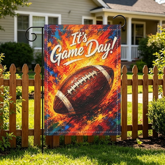 1PC Game Day Painted Rugby Garden Flag, Double Sided 2D Printed, Football Season Porch Decor, Christmas Thanksgiving Gift, No Flagpole