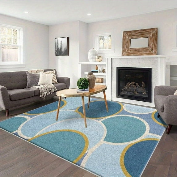 1PC Geometric Pattern Area Rug Local Carpet, Lightweight Washable Easy-to-Manage Carpet Mat Festival Gift, Suitable for Living Room, Bedroom, Dining Room, Office, Balcony, Room Accessories