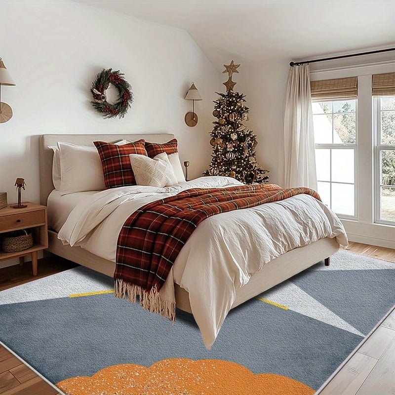 1PC Geometric Pattern Area Rug Local Carpet, Lightweight Washable Easy ...