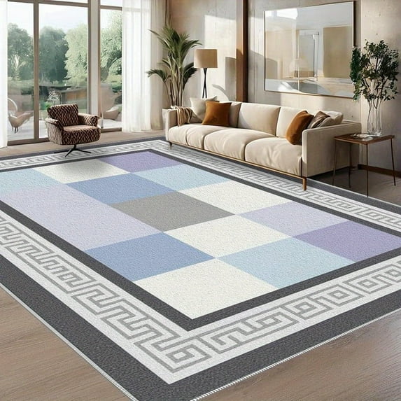 1PC Geometric Pattern Area Rug Partial Carpet, Lightweight Washable Easy-to-Care Carpet Mat Festival Gift, Suitable for Living Room, Bedroom, Dining Room, Bathroom, Office, Room Accessones