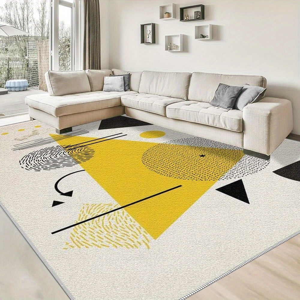 1PC Geometric Pattern Area Rug Partial Carpet, Lightweight Washable ...