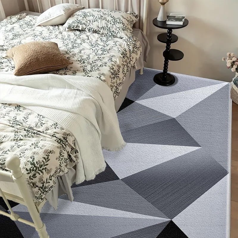 Geometric Patterned Area Rug 1PC Geometric Pattern Area Rug Partial Carpet, Lightweight Washable ...