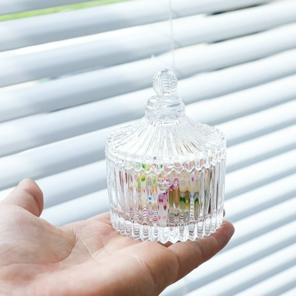 1PC Glass Candy Dish with Lid,Clear Crystal Candy Jar with Lid,Decorative Candy Jar for Candy Buffet, Party, Wedding, Home Decoration, Dishwasher Safe(Clear,Modern)