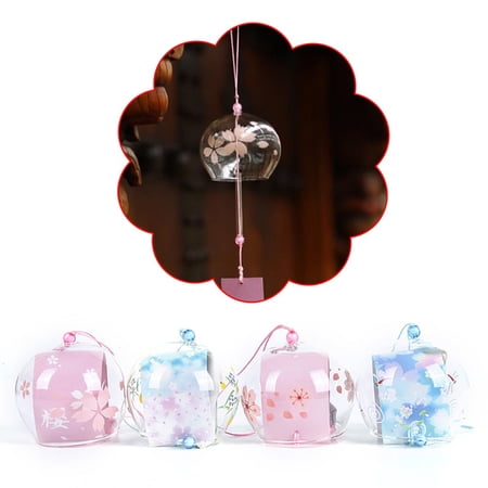 1PC Glass Wind Chimes Hanging Craft Wind Bell Home Decors Sakura Pattern