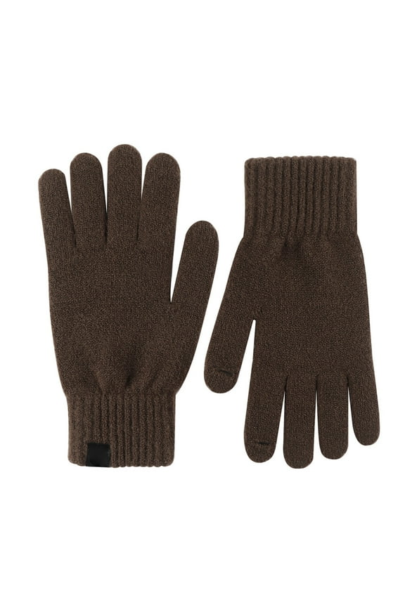 1PC Gloves Brown Polyester Christmas Winter Knit Gloves for Men Women Screen Texting Gloves Warm Knitted Glove for Outdoor Soft Elastic