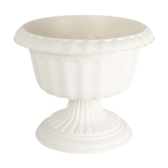 1PC Goblet-Shaped Plastic Planter Urn, 9.84" Hx11.8" D Lightweight Durable Flower Pot, Decorative Indoor Outdoor Garden Patio Plant Container (White)
