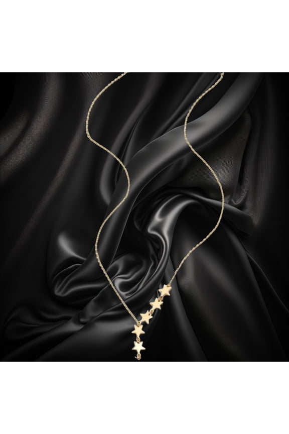 1PC Gold Long Star Tassel Y Shape Pentagram Chain Necklace Women Christmas Gift Jewelry