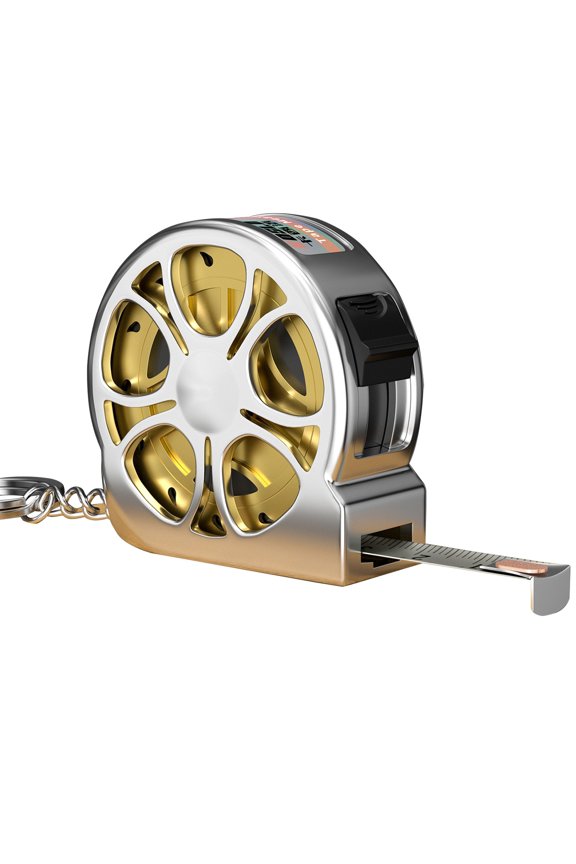 1PC Gold Mini Metal Tape Measure Keychain, 6.5 Ft Retractable Pocket Measuring Tape, Hollow-Out Small Metric Ruler Gadget for Everyday Carry