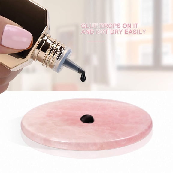 1PC Grafted Eyelash Jade Stones Eyelash Extension Glue Pallet Holder Round Pallet Pad Resin Nail Art Plate Palette Makeup Palette (Pink)