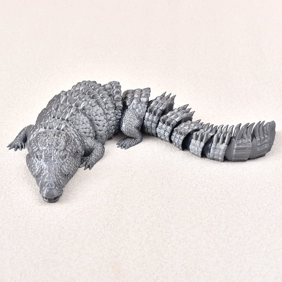 1PC Gray 35cm 3D Printed Crocodile Figurine Dragon