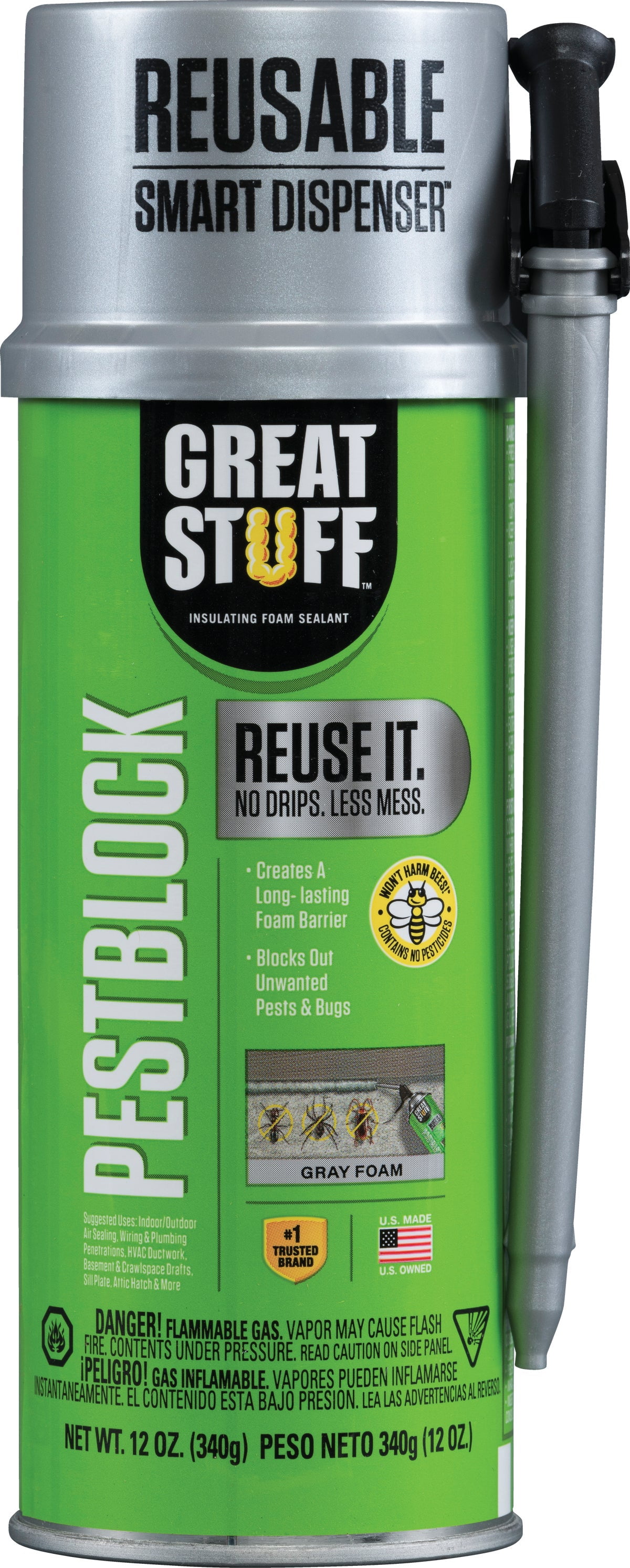 1PC Great Stuff Pestblock Insulating Foam Sealant 12 Oz., Gray