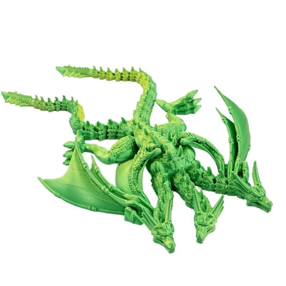 1PC Green 24CM Three-headed King Ghidorah 3D printed standable jointed model with flexible wings
