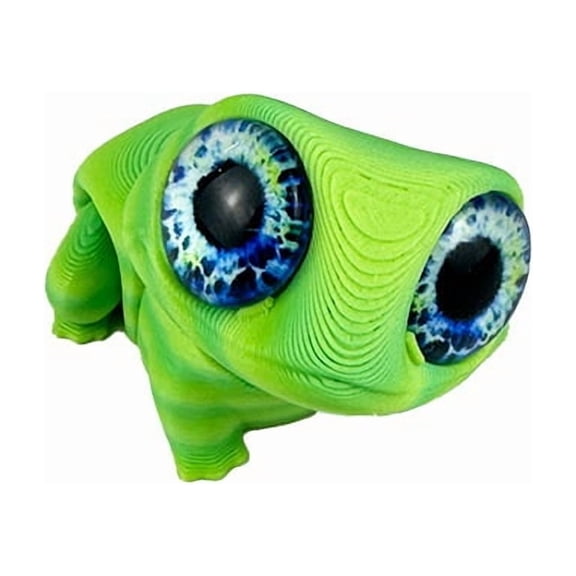 1PC Green 4.6CM 3D Printed Big-eyed Frog Animal Figurine, Exquisitely Printed Gecko Frog