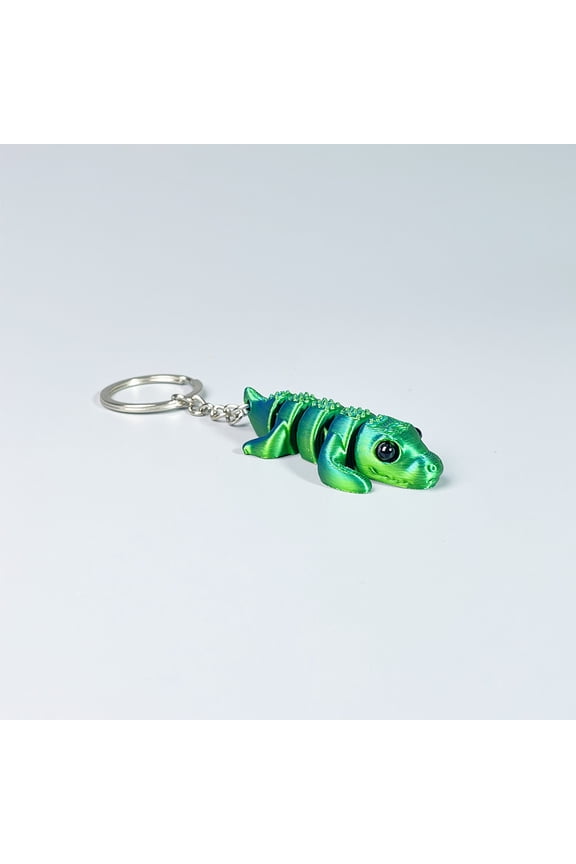 1PC Green Golden crocodile  10CM Keychains, bag charms, animal joint adjustable accessories, small ornaments, personalized pendants