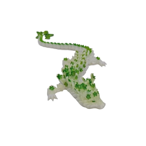 1PC Green White 15CM 3d Printed Cherry Blossom Dragon Figurine, A Cross-border Best-selling Chinese Dragon Figurine With Movable Joints, A Cherry Blossom Dragon Gift Handicraft