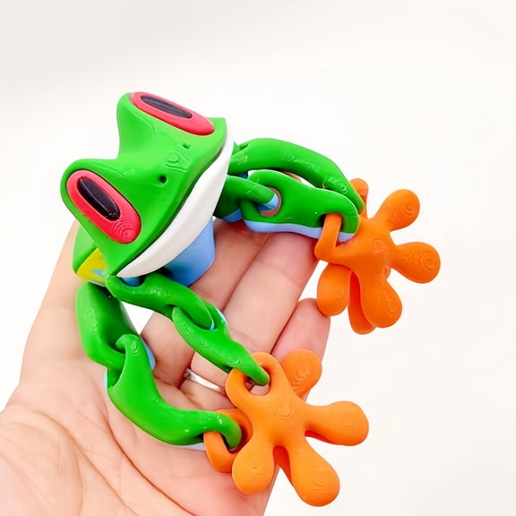 1PC Green and orange hand 21cm 3D printed frog joint movable ornament