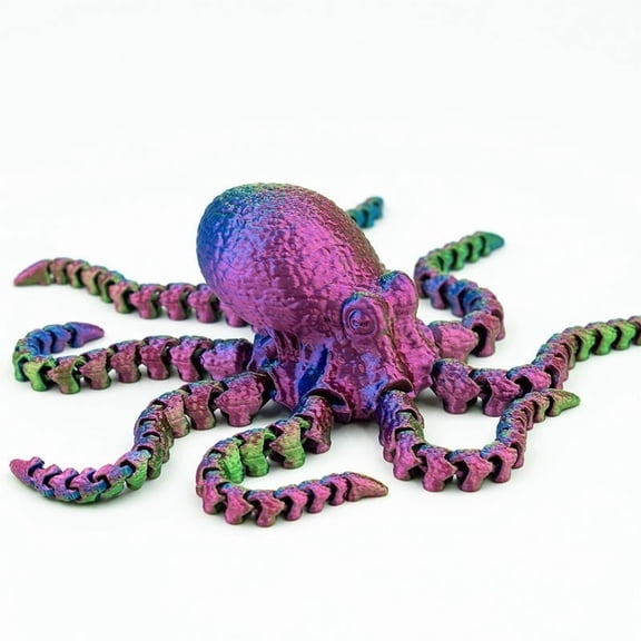 1PC Green purple 22CM 3D-printed octopus, giant squid with movable joints