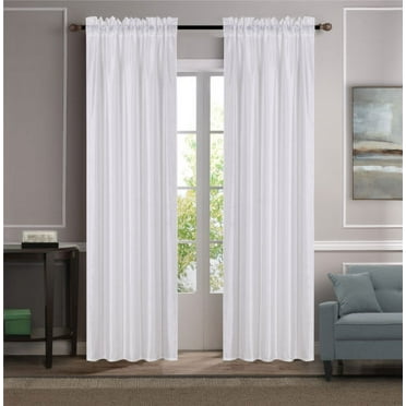 1PC HOLLYWOOD WHITE Faux Linen Rod Pocket Window Curtain Panel 55 inch wide x 84 inch long