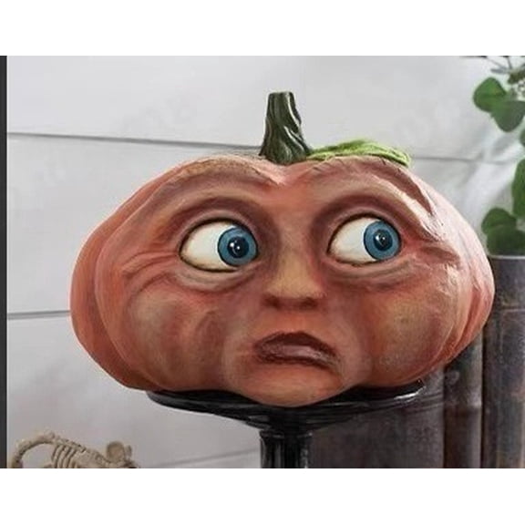 1PC Halloween Expressive Pumpkins Family Resin Fall Decorations Funny Smile Pumpkin Head Lantern Venue Props Gifts for Outdoor Indoor Garden Yard Table Top Decor Bar Party Decoration