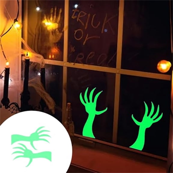 1PC Halloween Glow in the Dark Window Clings, Monster Hands Silhouette Decals, Removable Glowing Stickers for Glass Windows, Doors, and Creepy Haunted House Decorations,2.9IN ,C