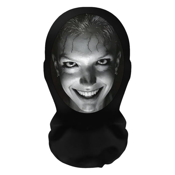 1PC Halloween Scary Face Mask, Creepy 3D Print Full Head Cover for Everyone, Terror Theme Party Cosplay Hood, Elastic Face Mask for Haunted House, Ghost Costume Accessories,E