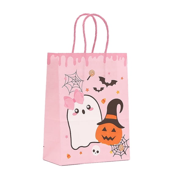 1PC Halloween Treat Paper Bags Cute Gift Bags 8.3x5.9x3.1" Decorative Halloween Trick or Treat Goody Gags for Goodie Snack Sacks Candy and Cookies,Hallowe'en Party Gifts for Friends