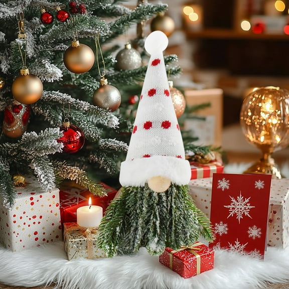 1PC Handmade Christmas Gnomes Dolls Branch, Christmas Decoration for Home and Office, Home Embellishment Accessories (White)