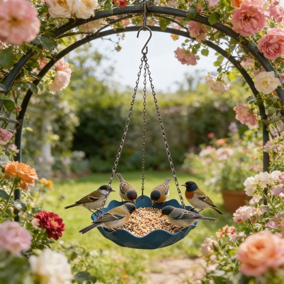 1PC Hanging Bird Baths for Outdoors, Plastic Hanging Bird Feeder, Garden, Yard, Patio Decor (Blue)
