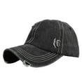 1PC Hat Black Mens And Womens Denim Retro Washed And Old Destroyed ...