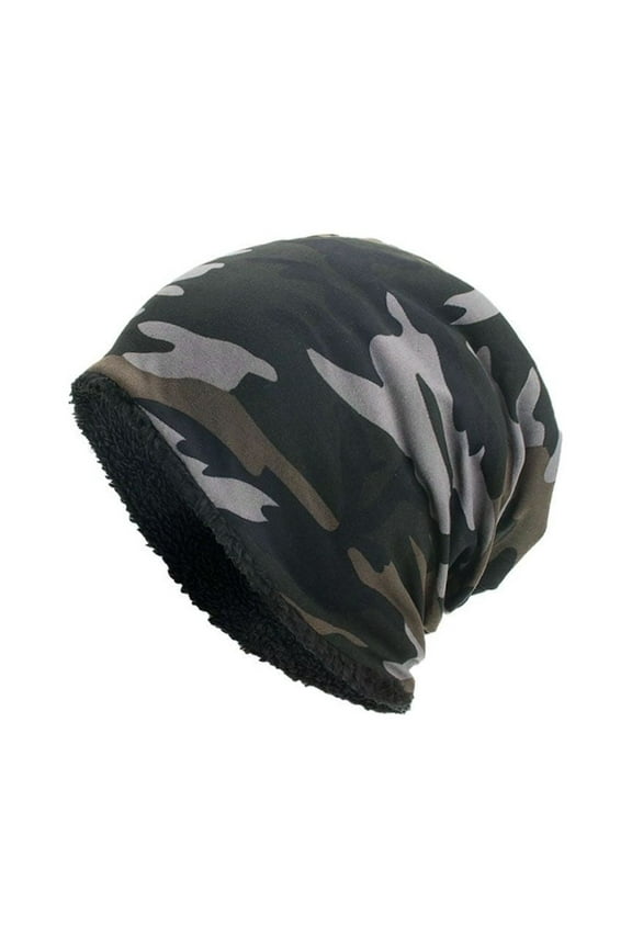 1PC Hat Black Polyester Women Men Warm Baggy Camouflage Crochet Winter Wool Ski Beanie Skull Caps Hat