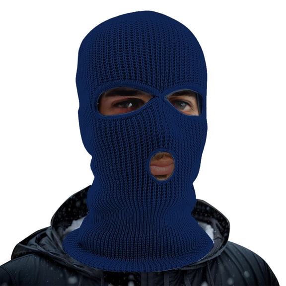 1PC Hat Blue Acrylic 3 Hole Winter Knitted Hat Outdoor Sports Full Head Cover Ski Hat Warm Knit Hat for Adult