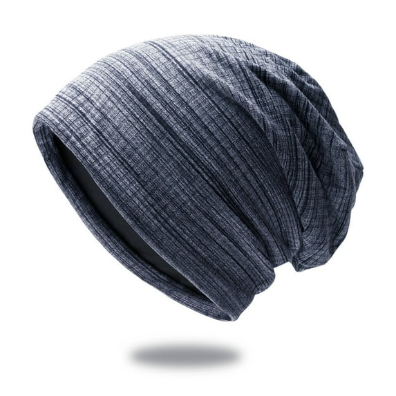 1PC Hat Blue Cotton Men's And Women's Lightweight Slouch Beanie Solid Color Knitted Hats Soft Hat for Autumn And Winter
