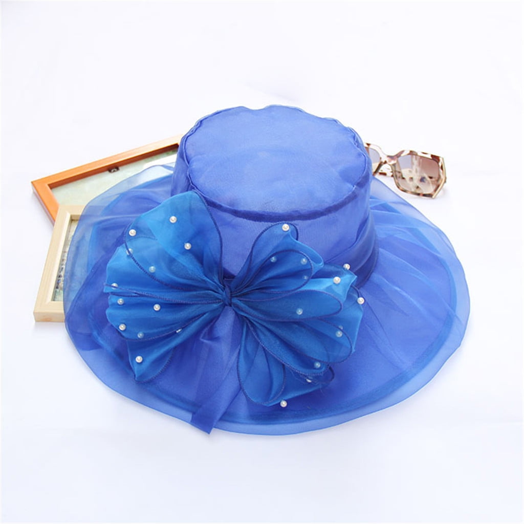 1PC Hat Blue Straw Women's Church Kentucky Daily Cap Fascinator Bridal
