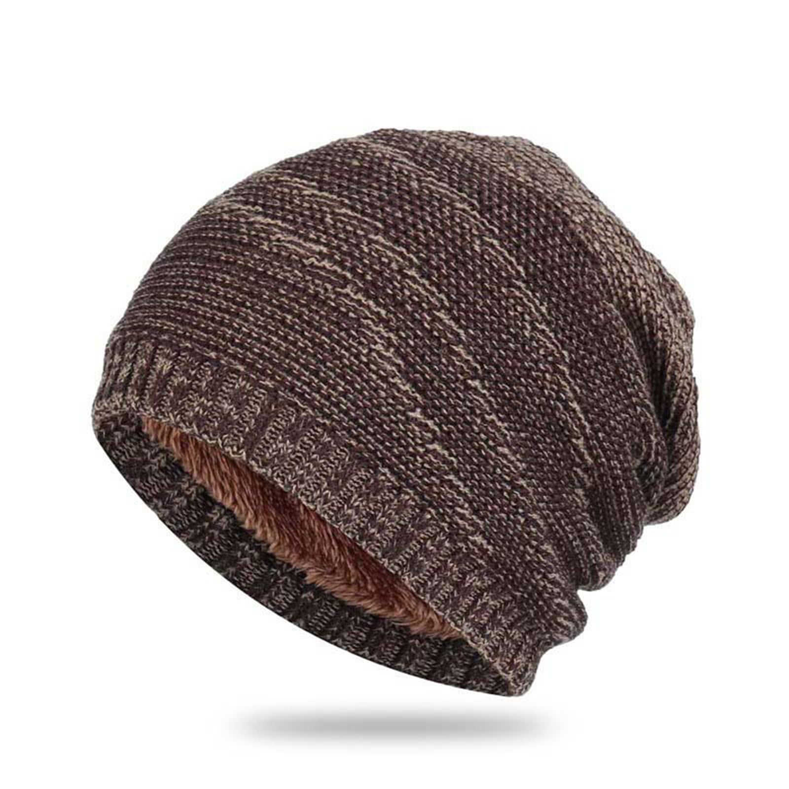 1PC Hat Brown Acrylic Men Women Hat Warm Chunky Cable Knit Hats Soft