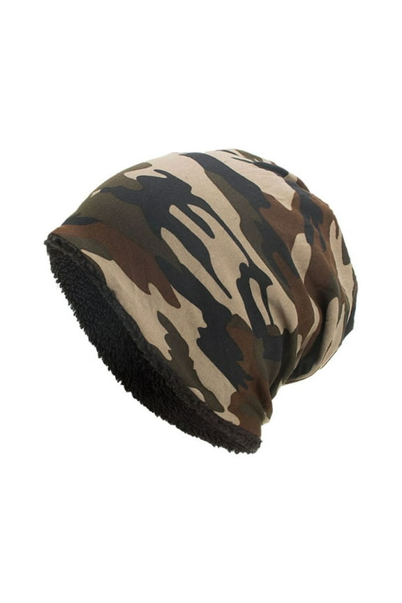 1PC Hat Brown Cotton Women Men Warm Baggy Camouflage Crochet Winter Wool Ski Beanie Skull Caps Hat