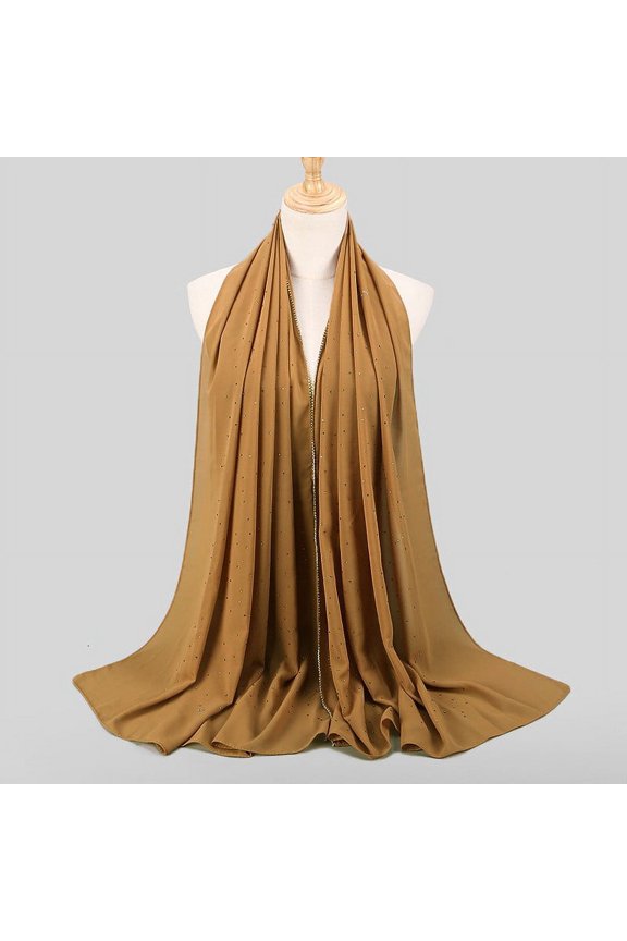 1PC Hat Chiffon Women's Soft Chiffon Diamond Headscarf Spring Summer Long Shawl Muslim Hijab