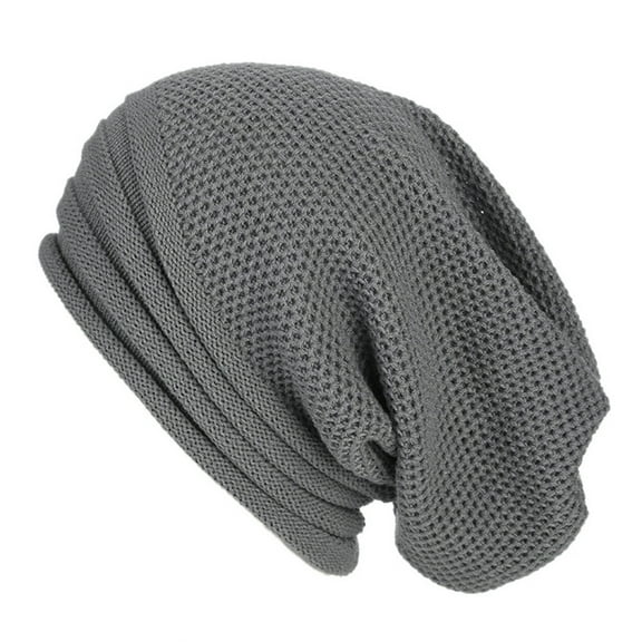 1PC Hat Gray Acrylic Men Women Baggy Warm Crochet Winter Wool Knit Ski Beanie Skull Slouchy Caps Hat