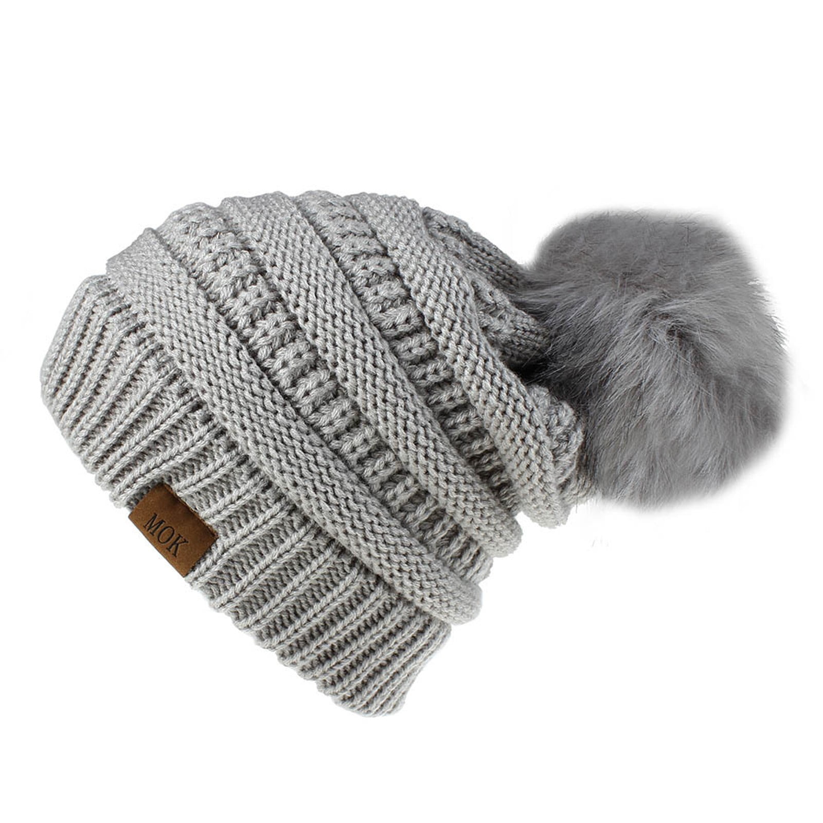 1PC Hat Gray Acrylic Women Fashion Keep Warm Winter Hats Knitted Wool