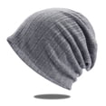 thumbnail image 1 of 1PC Hat Gray Cotton Men's And Women's Lightweight Slouch Beanie Solid Color Knitted Hats Soft Hat for Autumn And Winter, 1 of 1