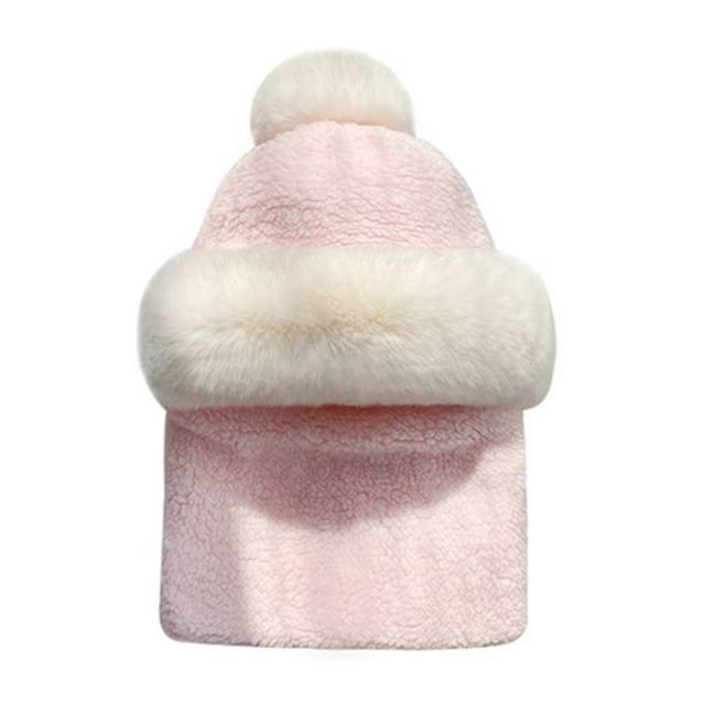 1PC Hat Pink Polyester Women's Hat Casual All Plush Bib One Body Plus