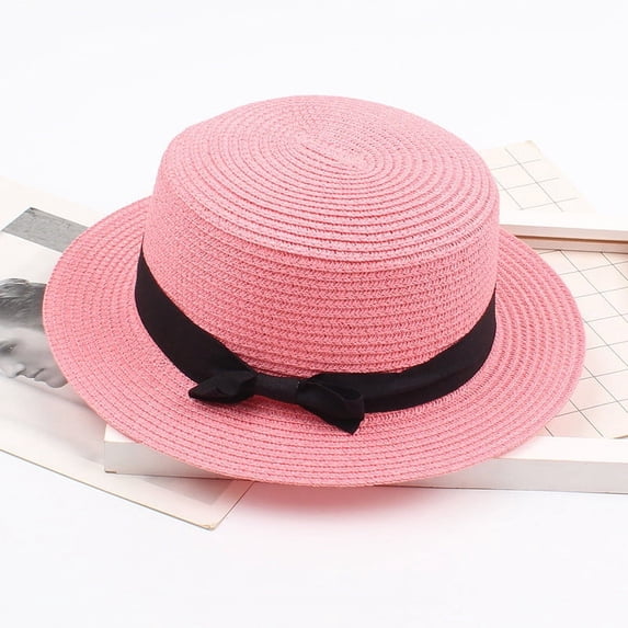 1PC Hat Purple Straw Ladies Women's Summer Solid Hat Top Sun Visor Sun Straw Beach Hat