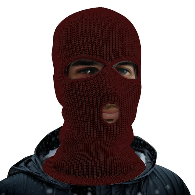 1PC Hat Red Acrylic 3 Hole Winter Knitted Hat Outdoor Sports Full Head