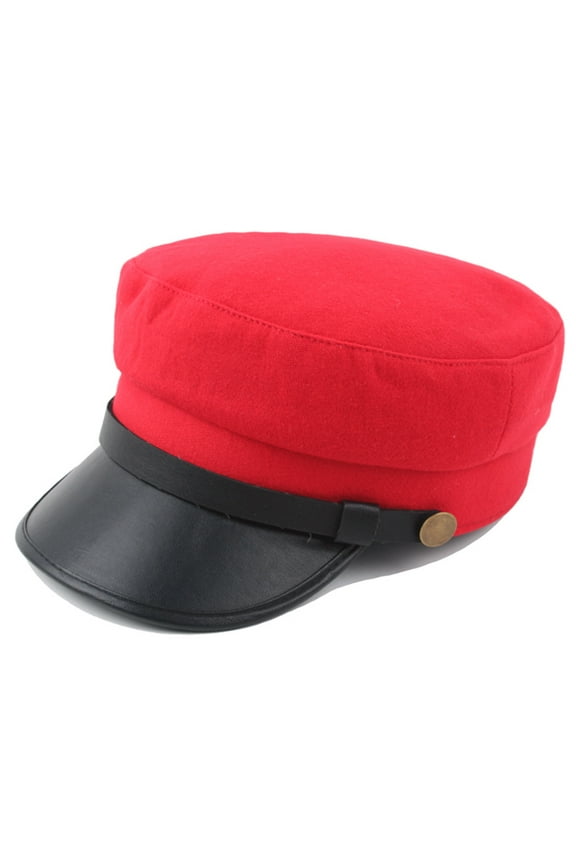 1PC Hat Red Cotton Men's And Women's Cap Vintage Beret Cap Flat Top Comfortable Breathable Cap