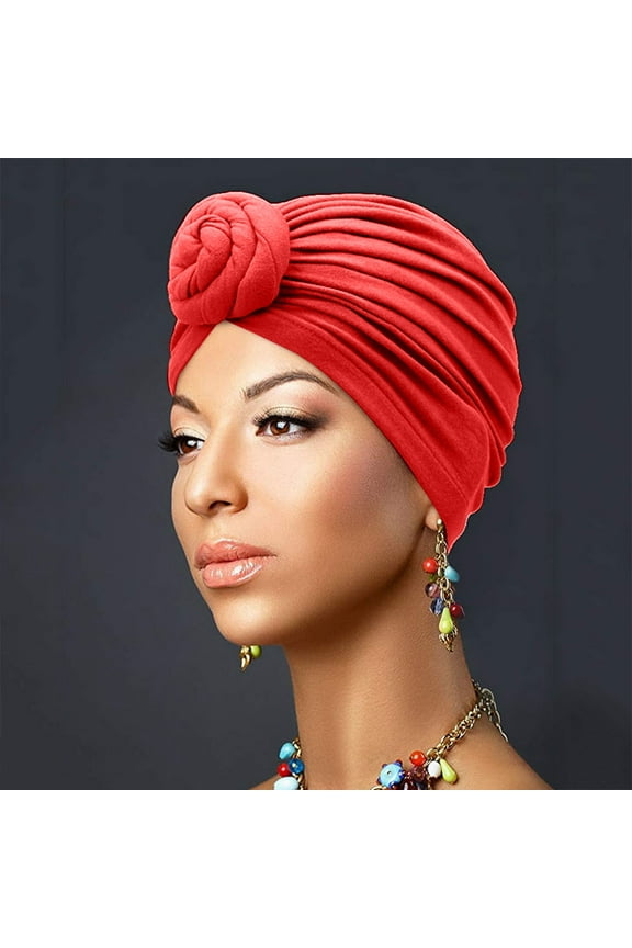 1PC Hat Red Spandex Womens Large Elastic Solid Comfort Flat Hat Monochrome Fashion Knitted Hat for Women