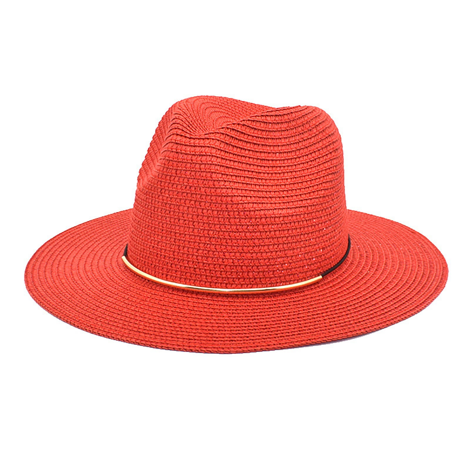 1PC Hat Red Straw Mens And Womens Fashion Straw Hat Summer Outdoor